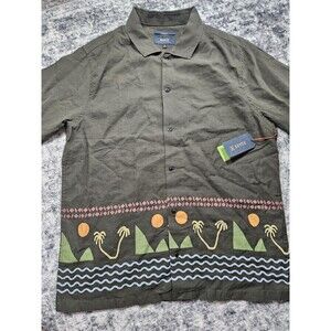 NWT Roark Gonzo Island Time Short Sleeve Shirt in Dark Military size Large